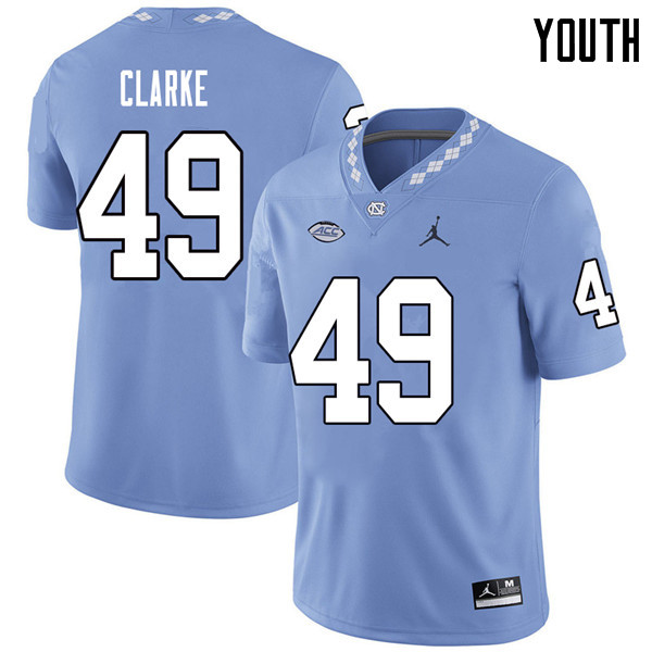 Jordan Brand Youth #49 Jeremiah Clarke North Carolina Tar Heels College Football Jerseys Sale-Caroli